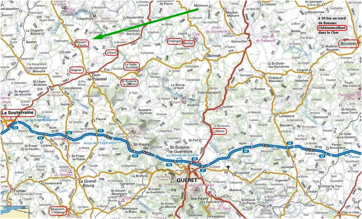 Carte détaillée Creuse nord